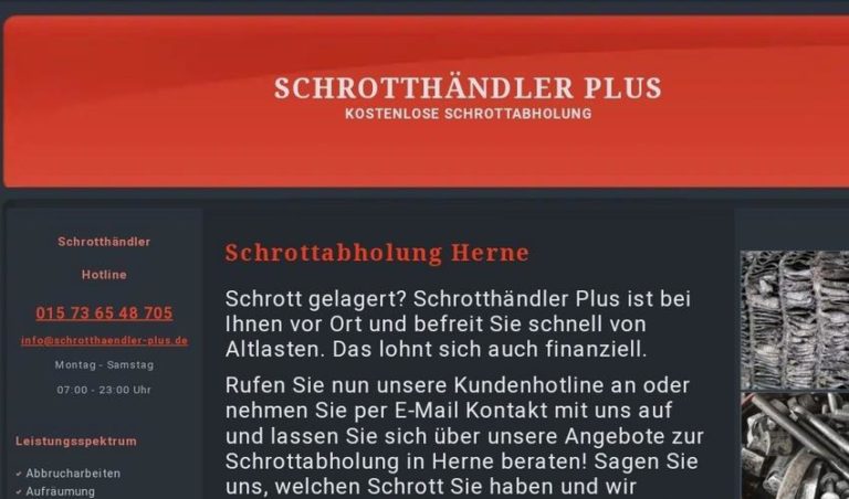 Kostenlose Schrottabholung in Herne durch professionelle Schrotthändler in Herne