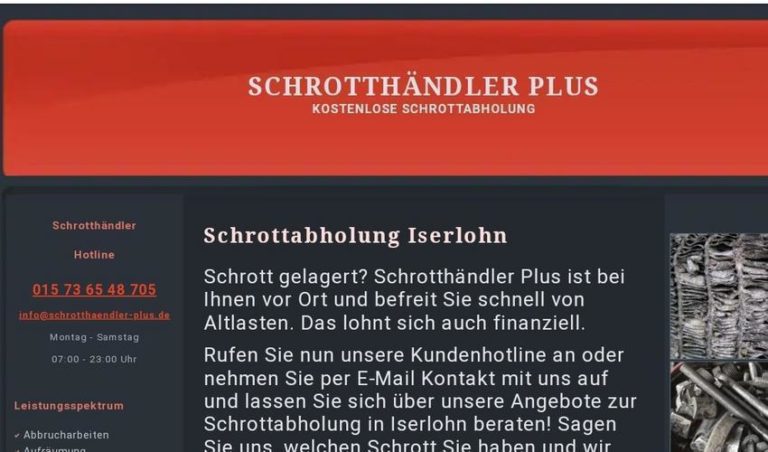 Kostenlose Schrottabholung in Iserlohn durch professionelle Schrotthändler in Iserlohn