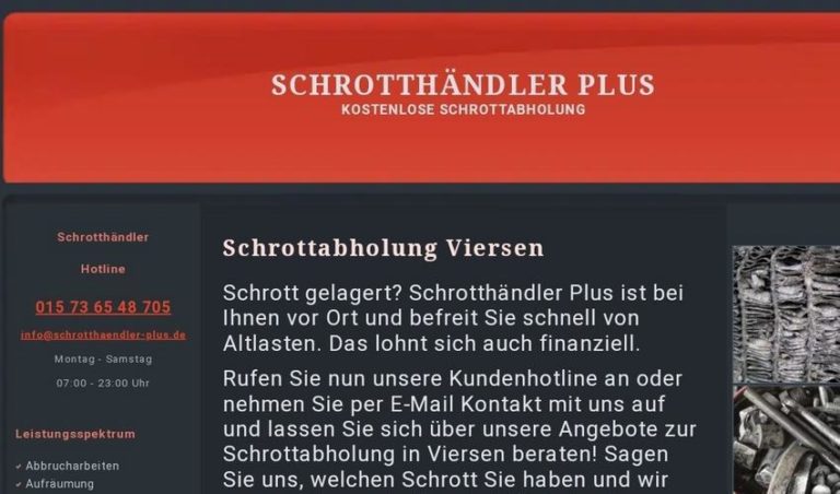 Kostenlos Schrottabholung in Viersen und Umgebung Schneller Service