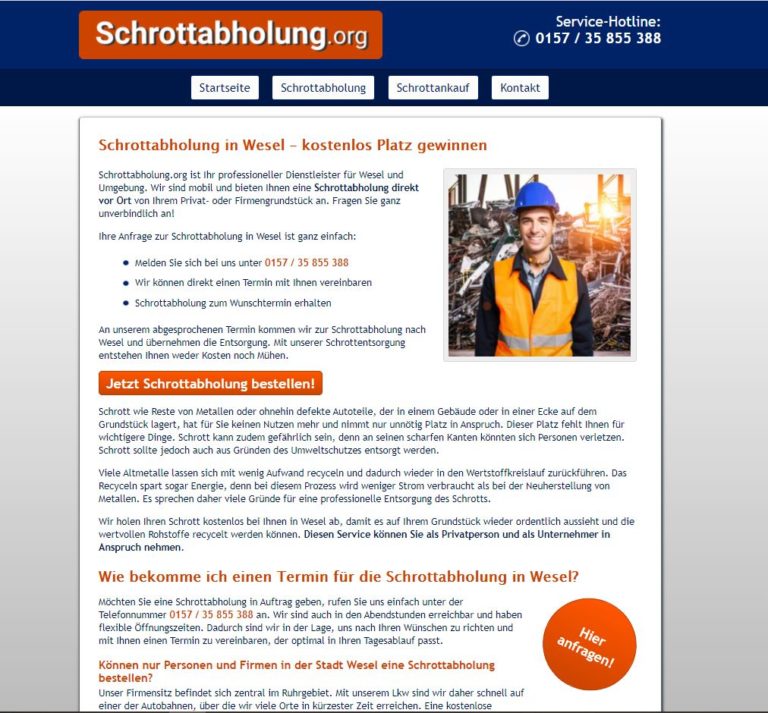 Kostenlose Schrottabholung in Wesel