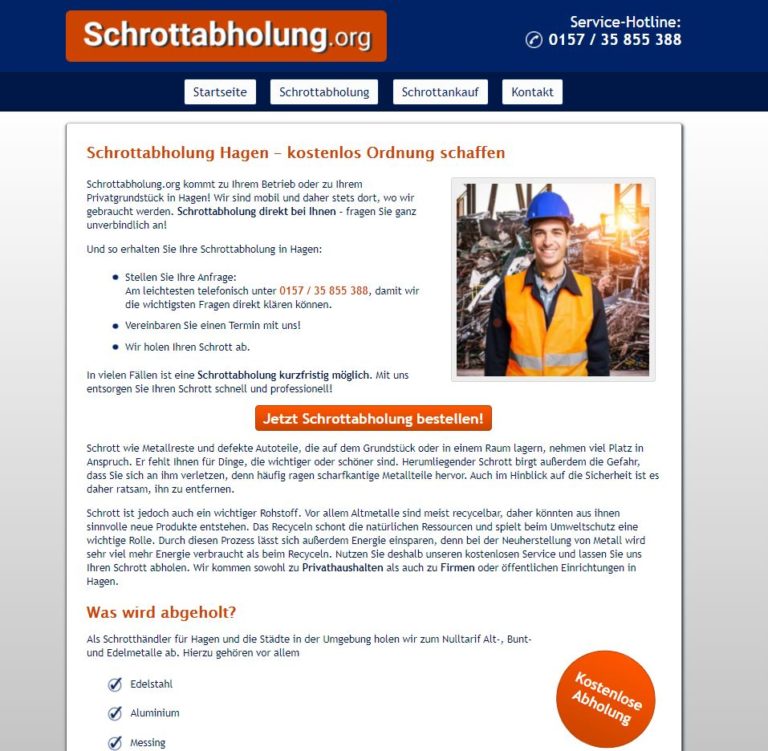 Schrottabholung Hagen – Direkt ohne Zwischenhändler