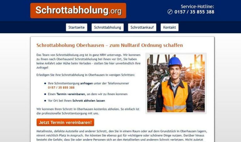 Schrottabholung in Oberhausen ist immer für Sie da