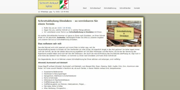 Schrottabholung in Dinslaken – holt ihn direkt beim Kunden ab