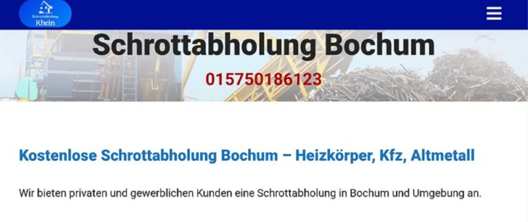 Schrottabholung in Bochum führen wir 6 Tagen die Woche durch