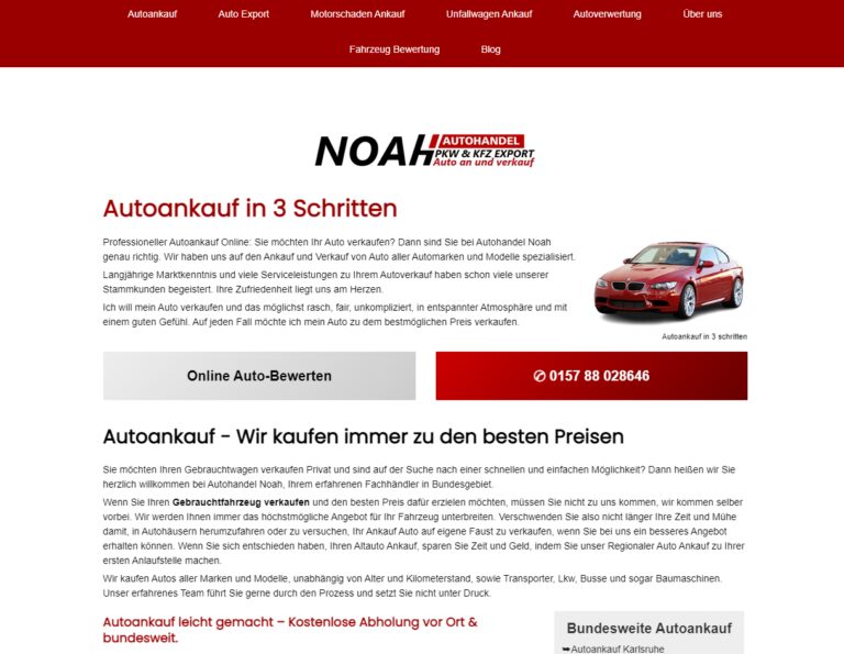 Autoankauf Noah ist spezialisiert auf Ankauf von Kfz und Nutzfahrzeug